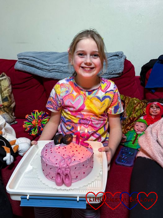 Sophie with her dance-themed birthday cake
