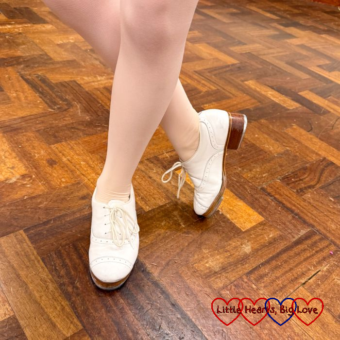 Sophie's new (to her) white tap shoes