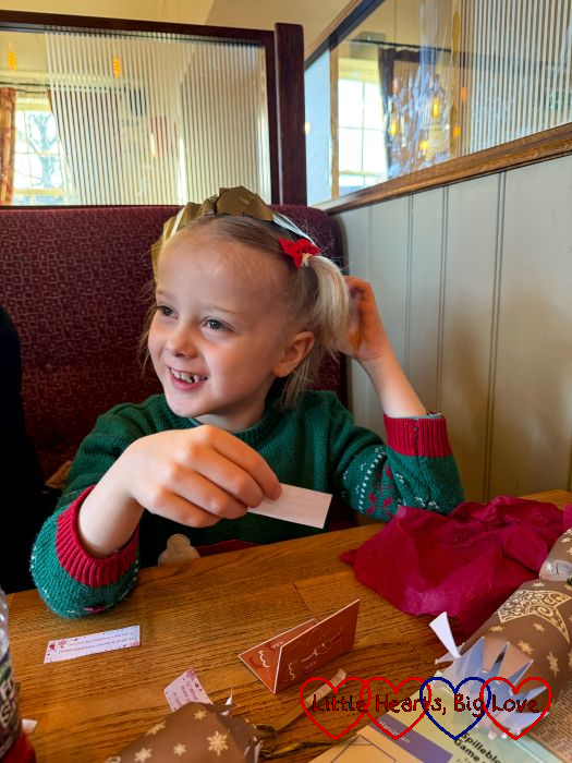 A smiley Thomas at the table on Christmas Day