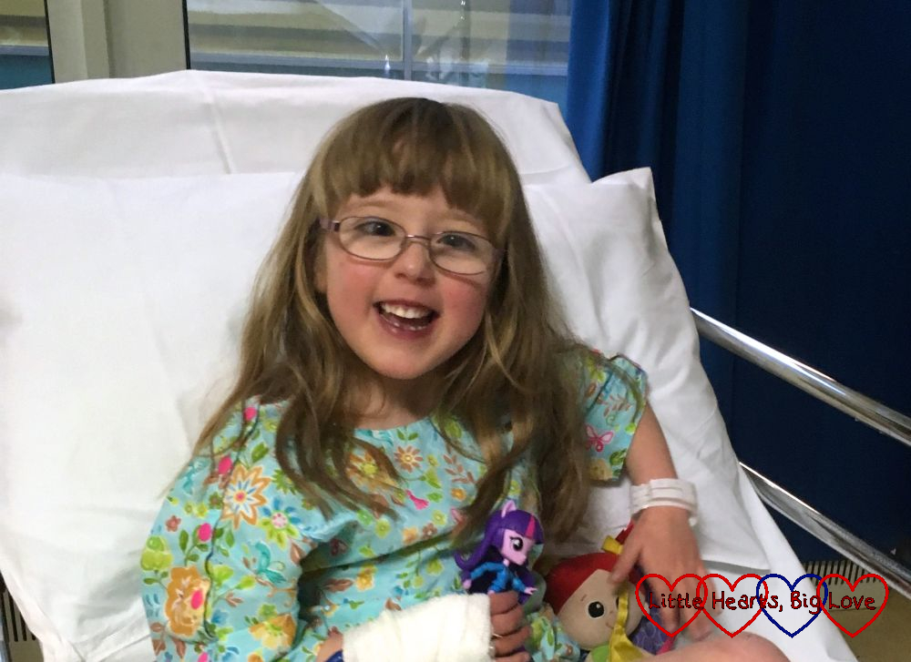 Jessica about to head off to theatre for her last heart surgery