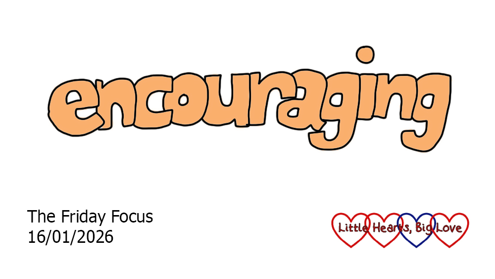 The word 'encouraging' in orange bubble writing