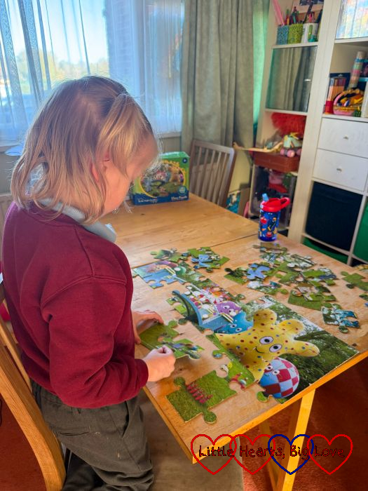 Thomas doing the 'In the Night Garden' jigsaw