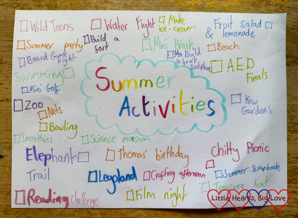 Our summer activities list