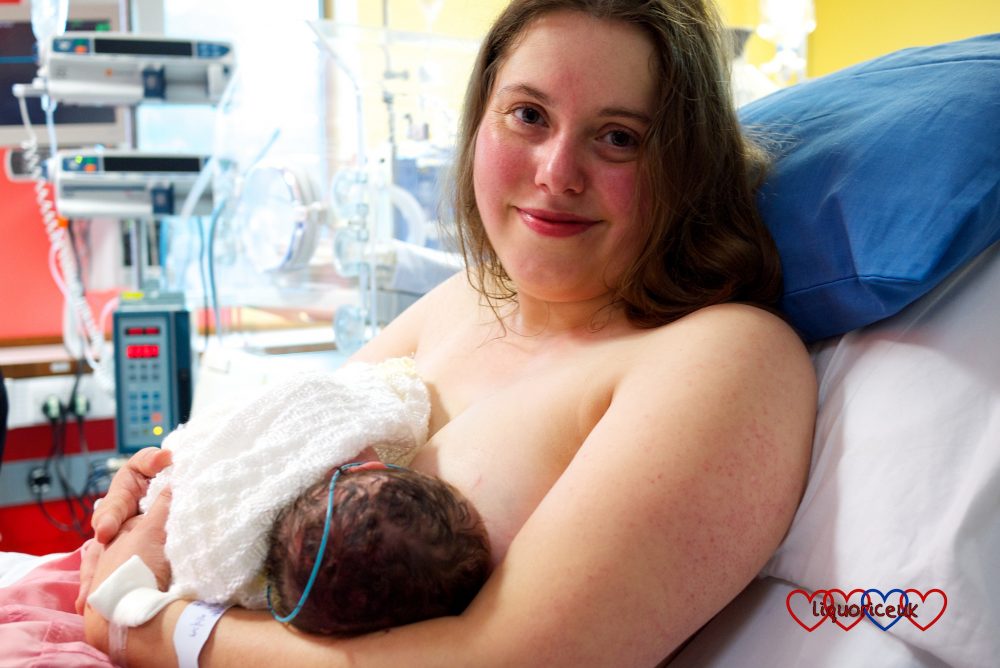Me breastfeeding Jessica on the neonatal unit