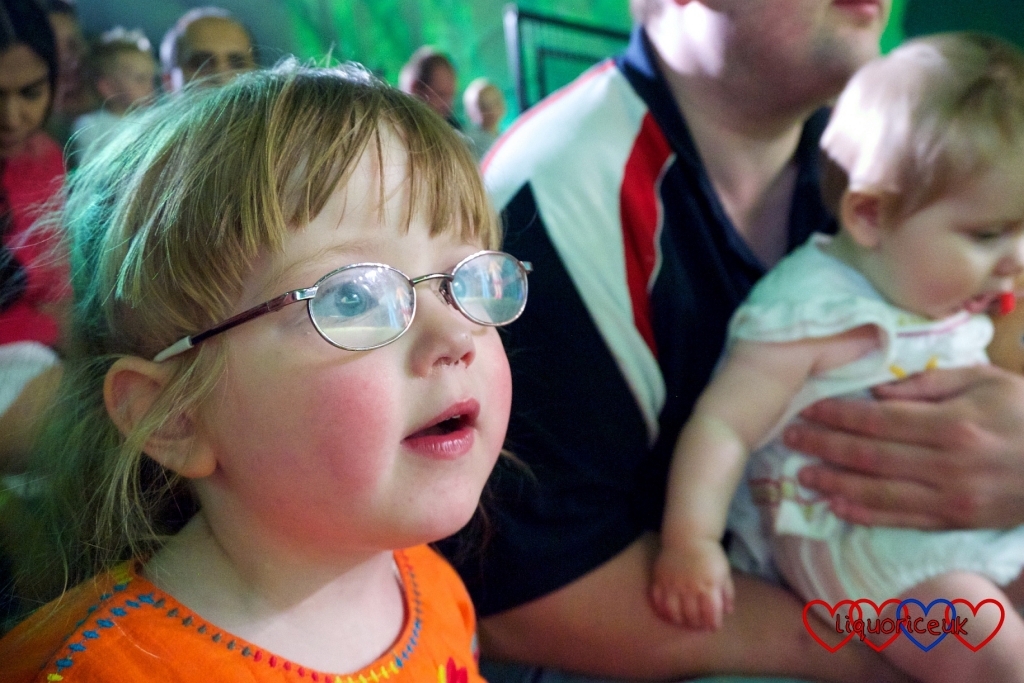 An entranced Jessica watching In the Night Garden Live