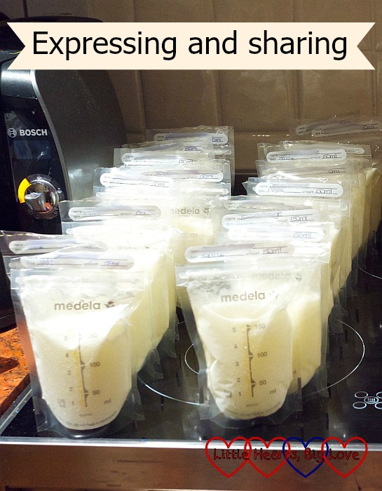 Pouches of frozen breastmilk - "Expressing and sharing"