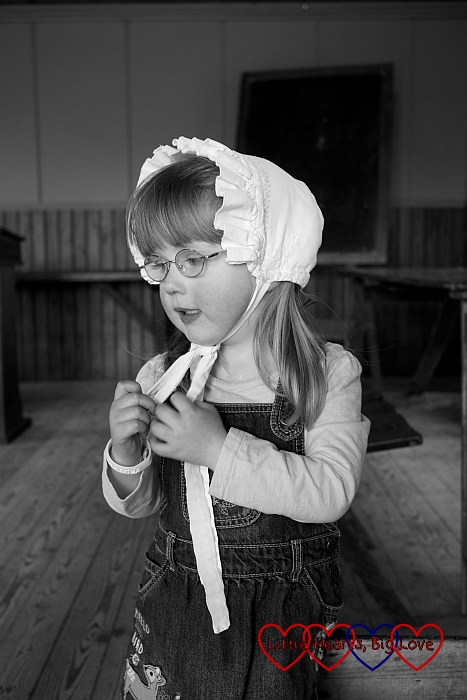 Litlte girl in a Victorian cap - Black & White Photography Project 46 - Little Hearts, Big Love