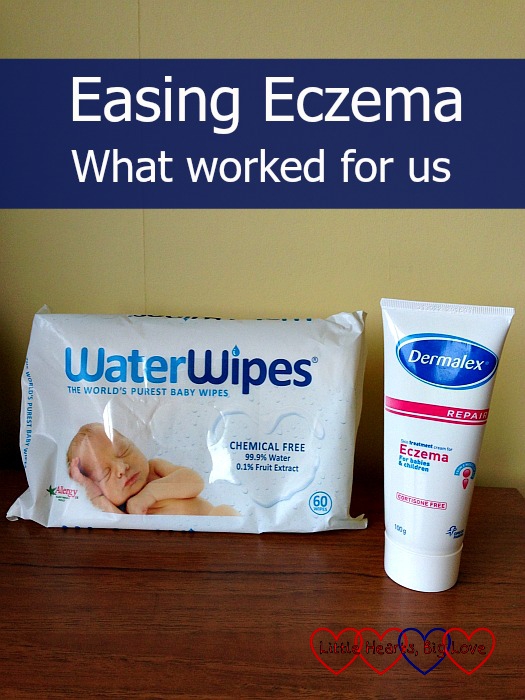 Easing eczema - what worked for us.  A review of Dermalex Repair eczema cream for babies and children, and WaterWipes wet wipes - Little Hearts, Big Love