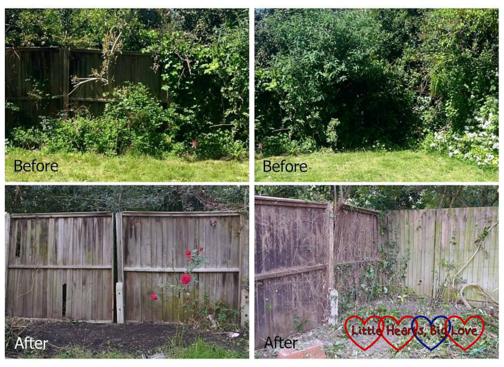 Before and after - Clearing out the garden - Little Hearts, Big Love