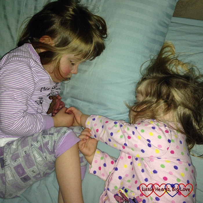 My girls holding hands in their sleep - The Friday Focus 26/02/16 - Little Hearts, Big Love