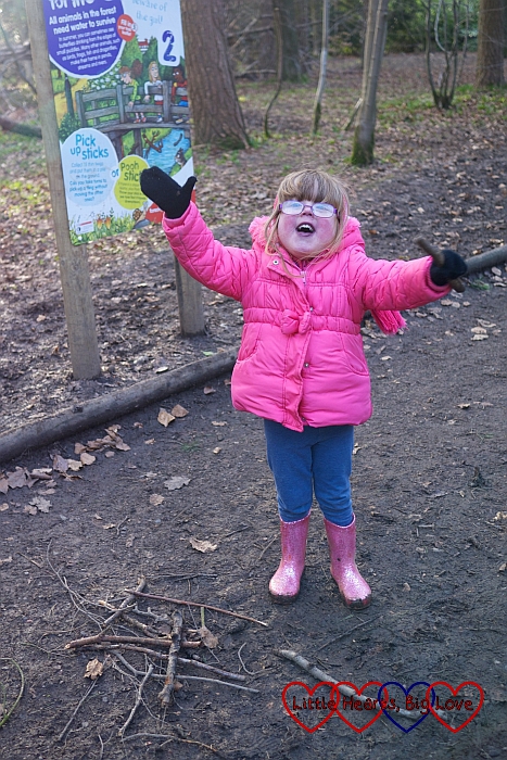 Picking up sticks - The Stick Man Trail at Wendover Woods - Little Hearts, Big Love