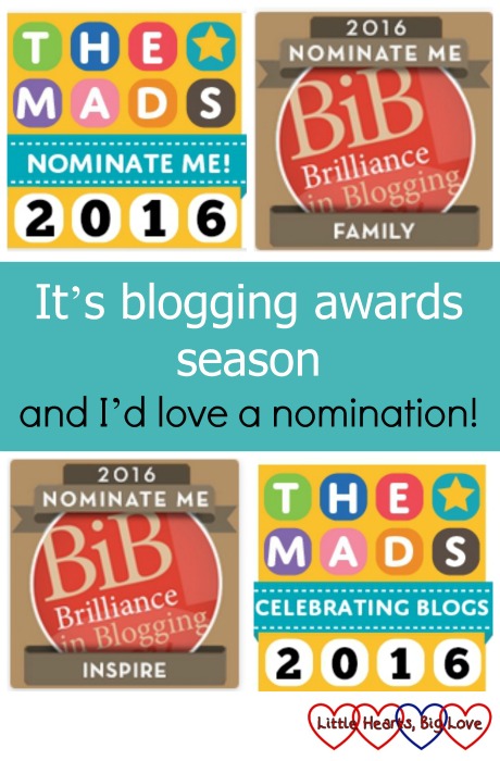 It's blogging awards season - and I'd love a nomination - Little Hearts, Big Love
