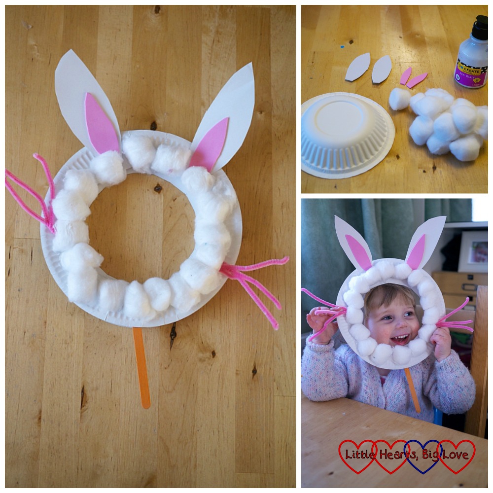 Paper plate bunny rabbit masks - Easter crafts for toddlers and preschoolers - Little Hearts, Big Love