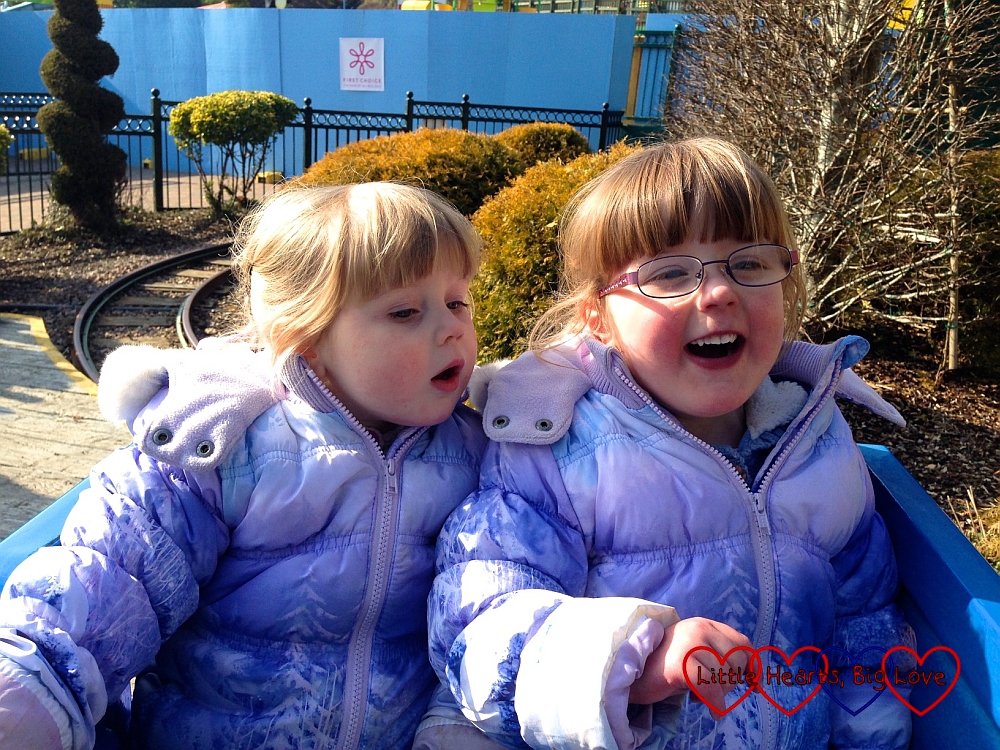 Riding on the Duplo Train at Legoland - Siblings - March 2016 - Little Hearts, Big Love