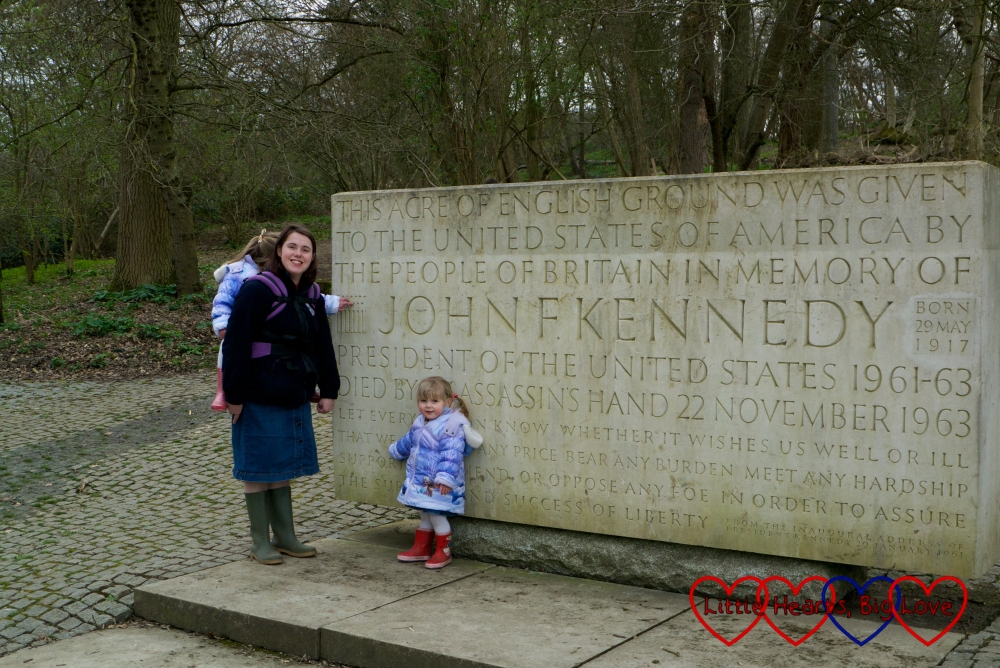 Me and my girls posing for a photo together at the John F. Kennedy memorial
