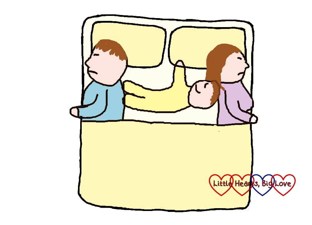 Maximise sleep space by lying horizontally between Mummy and Daddy - The truth about co-sleeping
