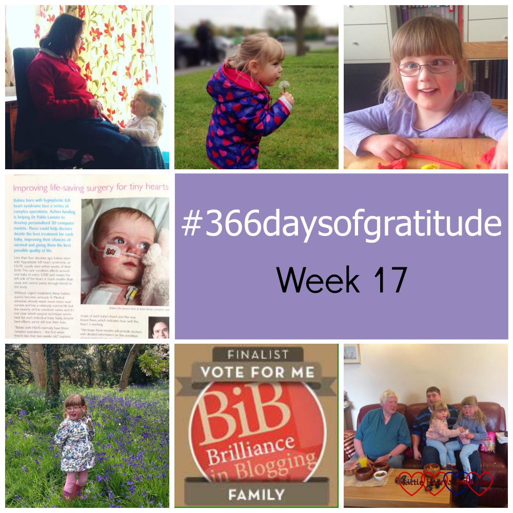 Spinny chairs, dandelion clocks, doctors, medical research, bluebells, making the BiBs shortlist and a DVD night - the things I've been thankful for this week