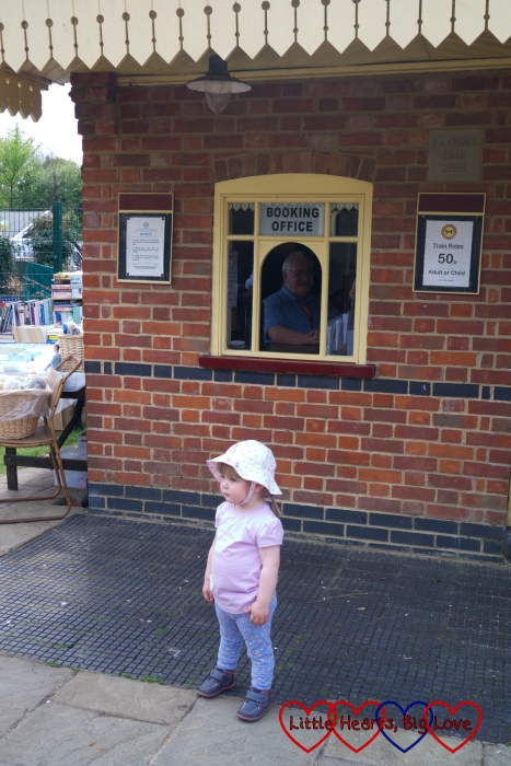 Waiting outside the booking office at Ickenham Miniature Railway
