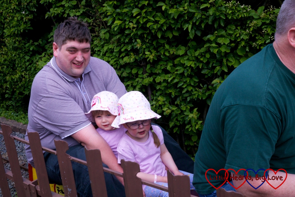 Hubby takes the girls for a ride on Ickenham Miniature Railway
