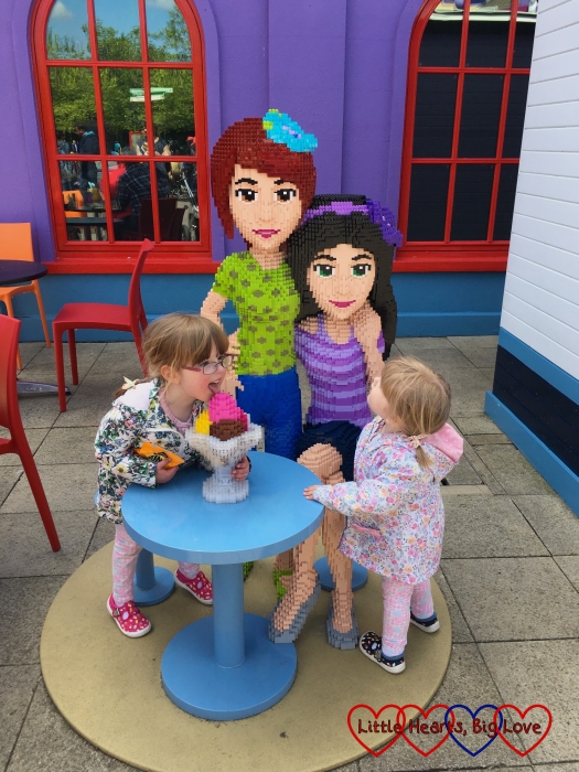 Jessica trying to steal the LEGO Friends' ice cream on a day out at Legoland 