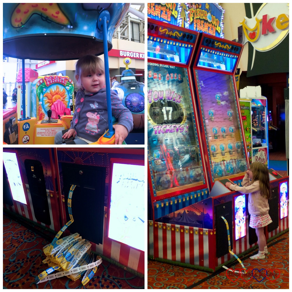 Having fun in the arcade at Butlins