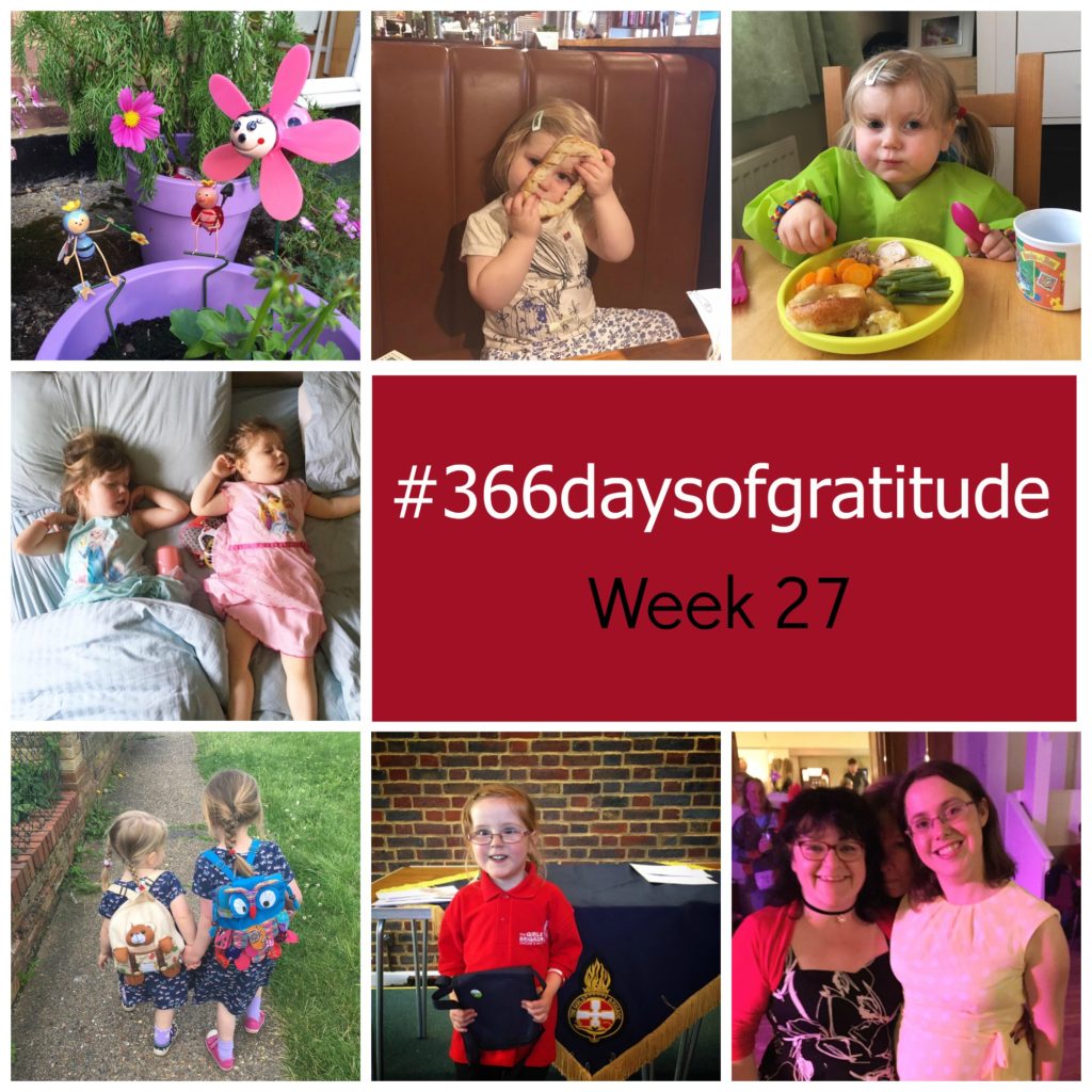 Time in the garden, bread, roast dinners, sleeping children, two little helpers, my big girl getting her first Girls' Brigade badge and celebrating my sisters 50th birthday - the things I've been grateful for this week.