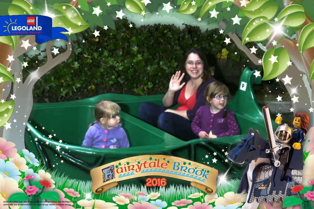A family photo - me and my girls on the Fairytale Brook ride at Legoland