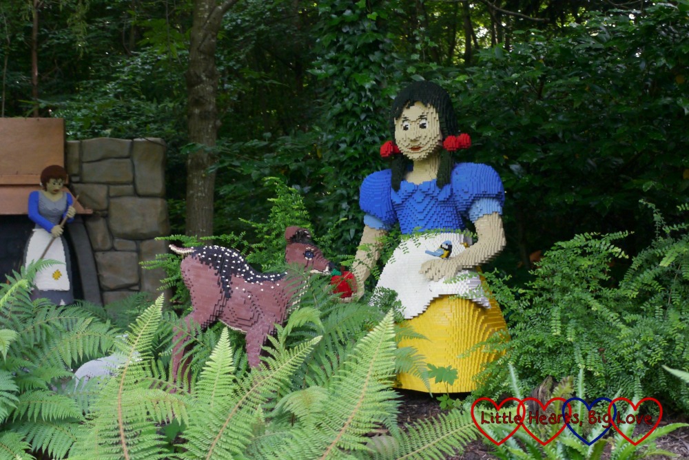 Snow White Lego model on the Fairy Tale Brook ride