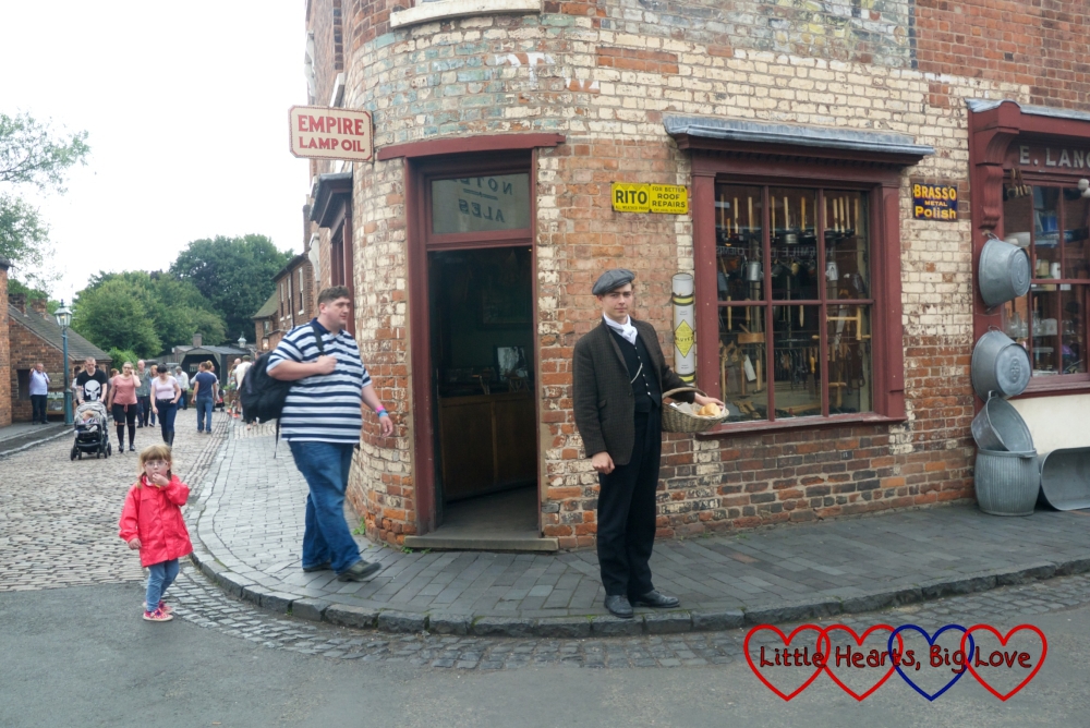 Hubby and Jessica walking through the village at the Black Country Living Museum