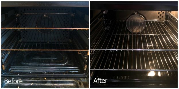 The inside of my main oven - before (very dirty) and after (very clean)