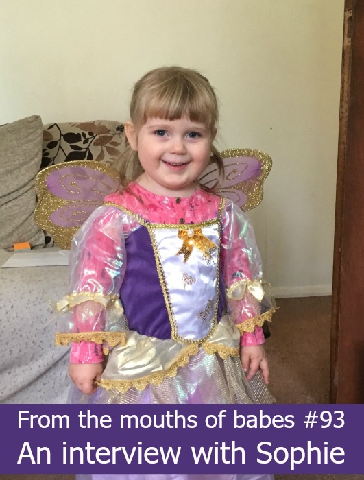 Sophie in her fairy costume on her birthday: "From the mouths of babes #93 - an interview with Sophie"