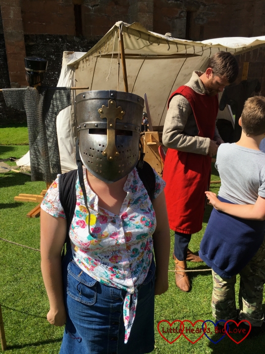 Me wearing a knight's helmet