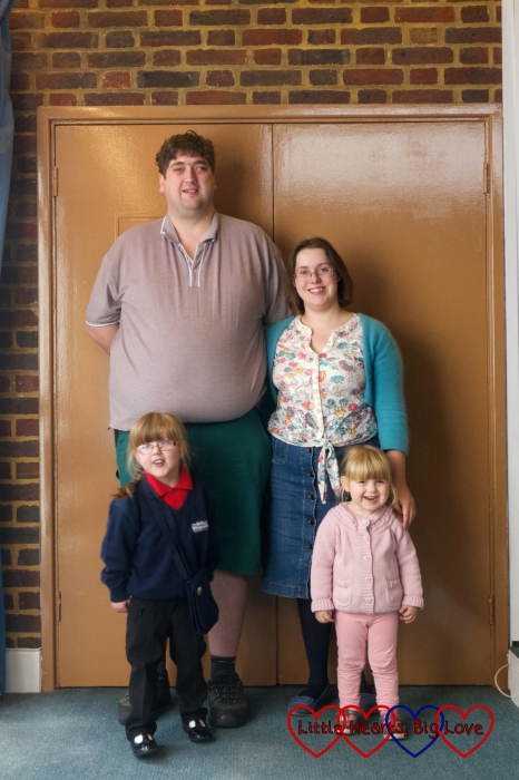 Hubby, me, Jessica and Sophie at church for Jessica's enrolment into Girls' Brigade