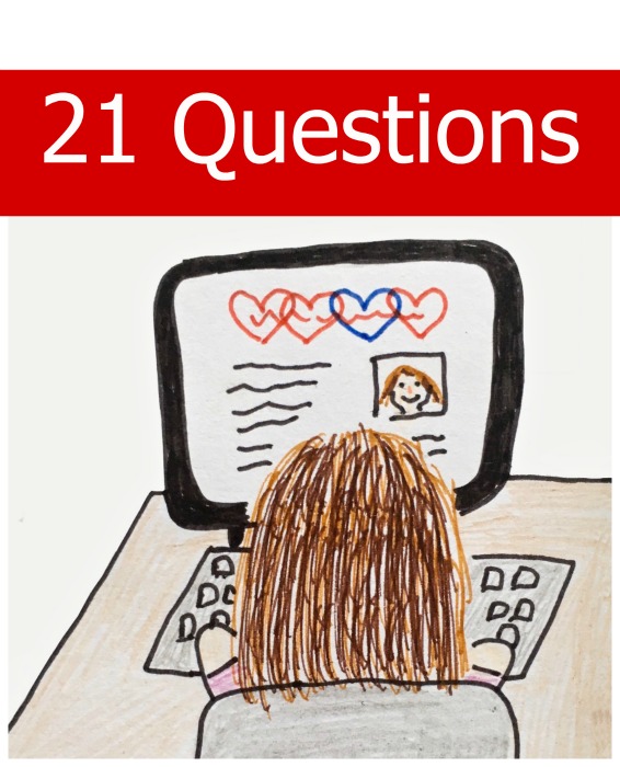 A drawing of me working on my blog - 21 questions from the Sunshine Bloggers' Award and the Q&A Bloggers' Tag