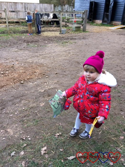 Sophie waiting in the farmyard before going to see Father Christmas
