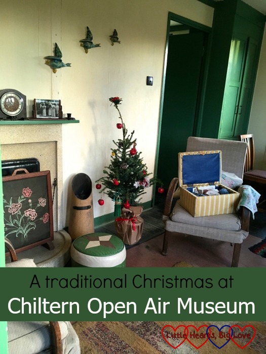The inside of the Amersham prefab decorated in 1940s style for Christmas - A traditional Christmas at Chiltern Open Air Museum