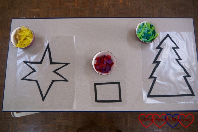 Tissue paper "stained glass" Christmas decorations Little Hearts, Big Love