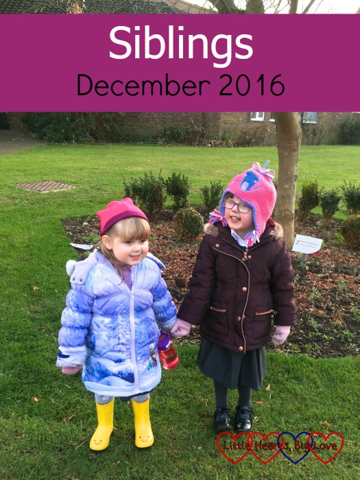 Jessica and Sophie enjoying some time outdoors: Siblings - December 2016