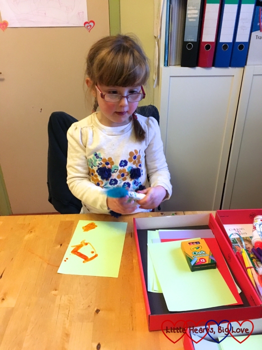 Jessica getting creative with the contents of her craft box from Children's Art Galleries
