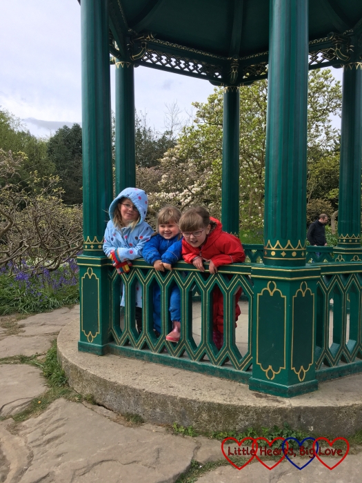 P, Sophie and Jessica in the pagoda at Cliveden