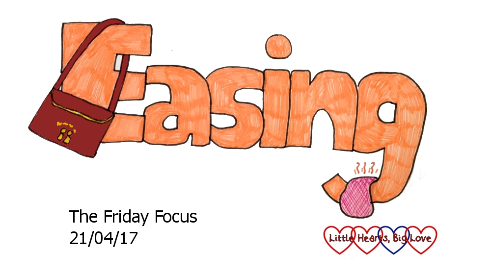 A doodle of the word "Easing" with a school bag hanging off the 'E' and a heat pad resting on the bottom of the 'g' - this week's word of the week