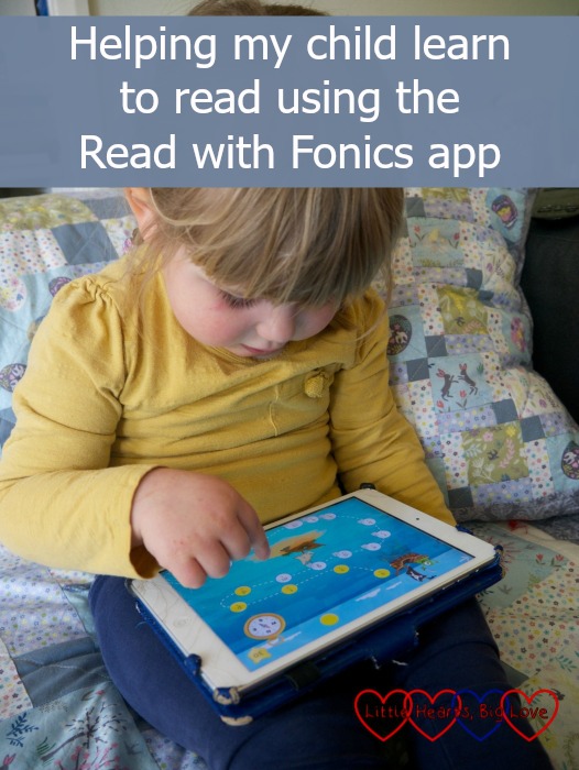 Sophie looking at the water world level on the Read with Fonics app - "Helping my child learn to read using the Read with Fonics app"