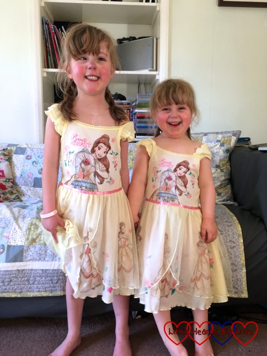Jessica and Sophie in their new princess nighties