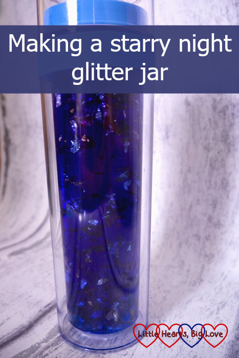 Making a starry night glitter jar
