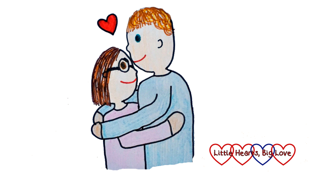 A drawing of me and hubby having a cuddle