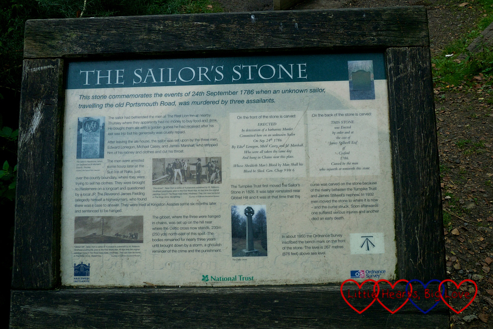 A sign giving some of the history behind the Sailor's Stone