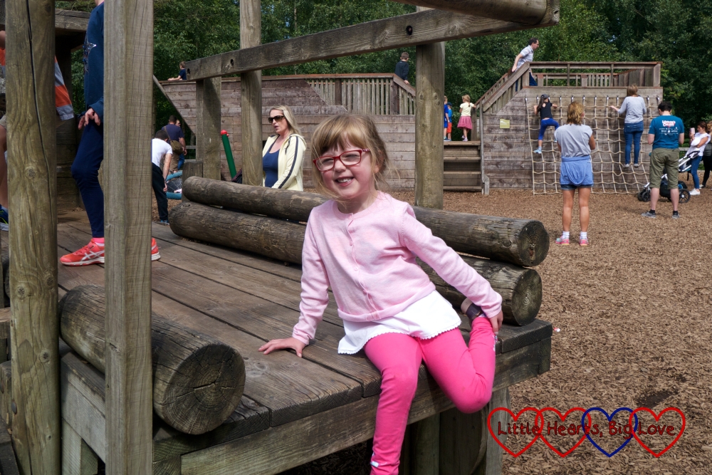 Jessica in the play area at Alice Holt forest