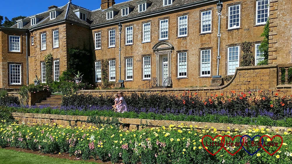 Jessica and Sophie exploring the South Terrace at Upton House