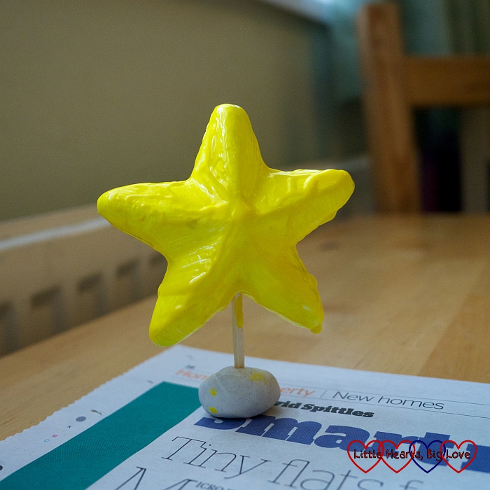 A yellow-painted polystyrene star