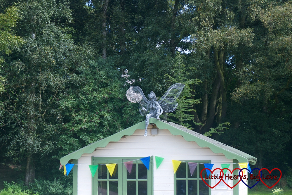 The fairy on the top of the miniature train station building at Trentham Gardens